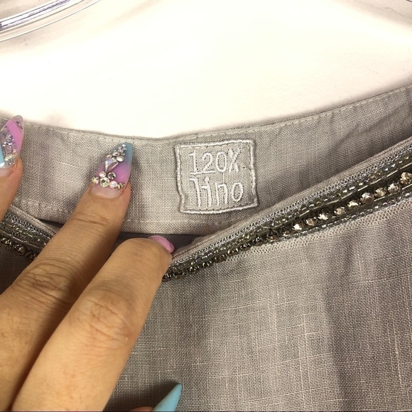 120% linen dress beaded collar - Picture 3 of 11